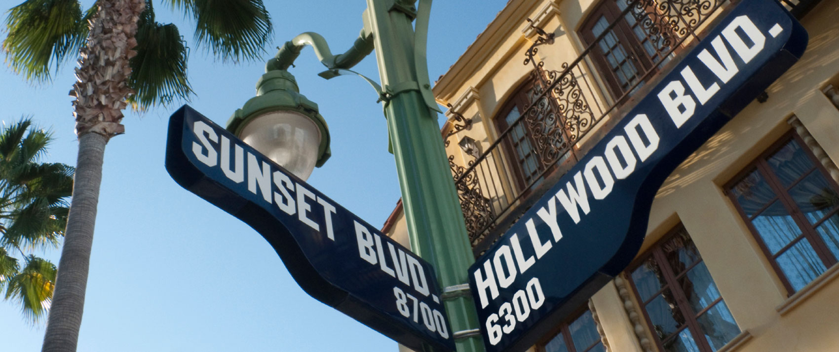 sunset and hollywood street sign