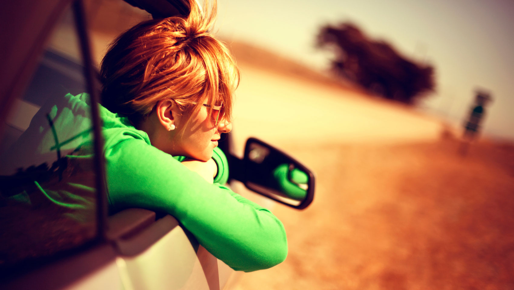 woman in car