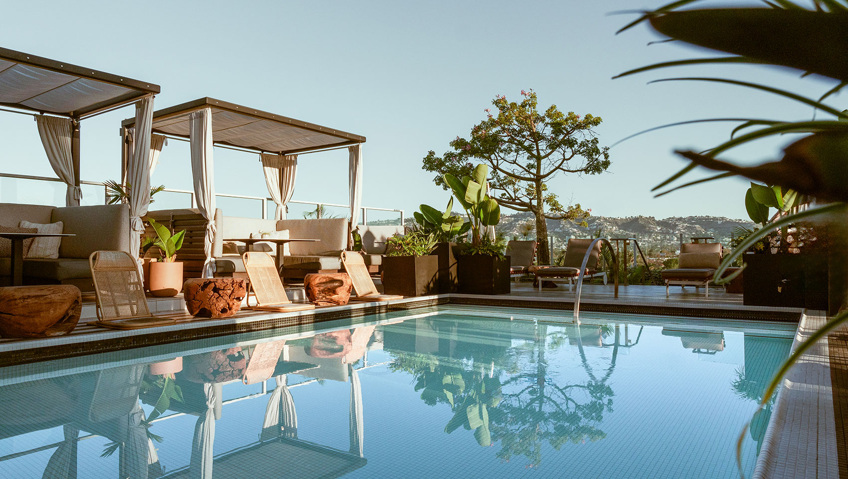 Image of pool with city view