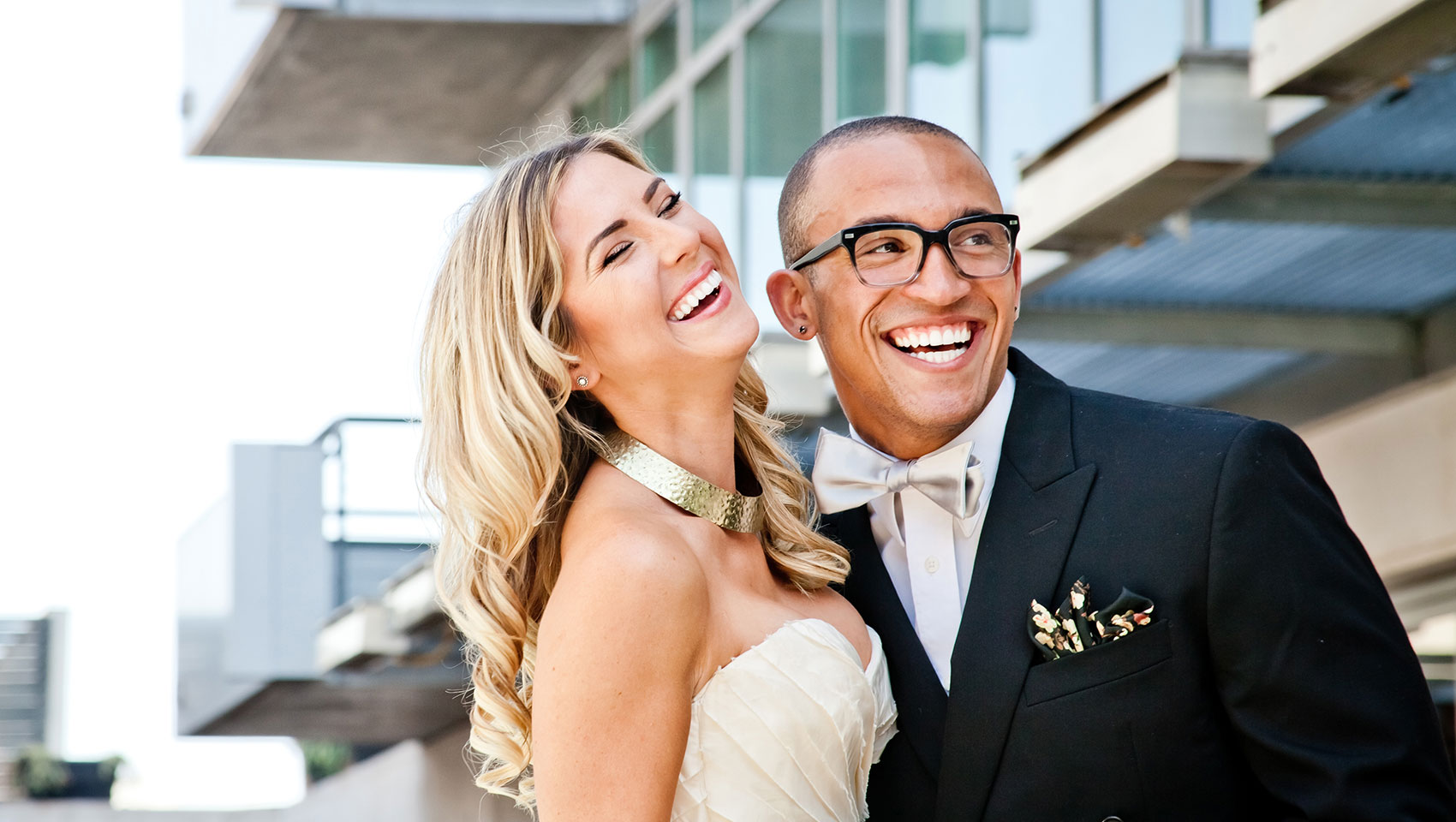 bride and groom at Kimpton Hotel Wilshire