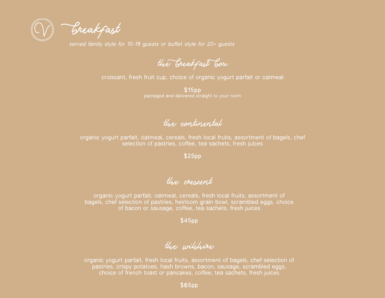 Videre Event Menu