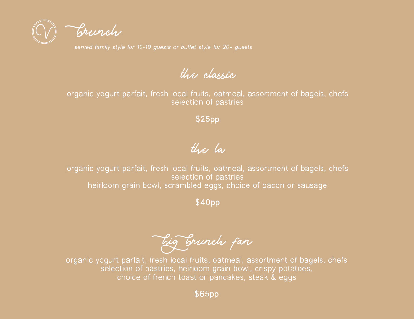 Videre Event Menu