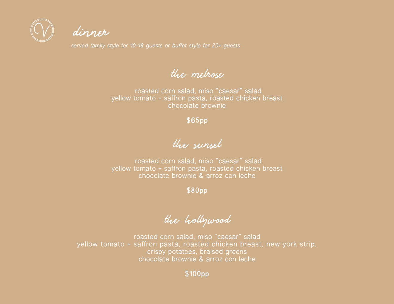 Videre Event Menu