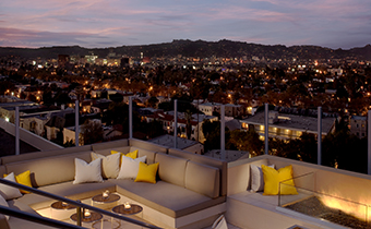 Kimpton Hotel Wilshire pool deck with west hollywood in the distance